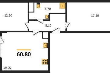 Фото №1: 2-комнатная квартира 63 м², 9/18 эт. - Краснодар, мкр. ЖК Первое Место,