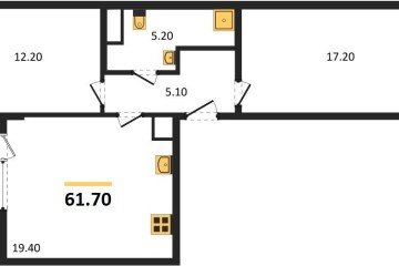Фото №1: 2-комнатная квартира 64 м², 2/18 эт. - Краснодар, мкр. ЖК Первое Место,