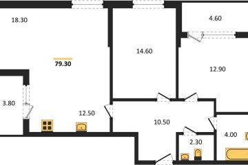 Фото №1: 2-комнатная квартира 83 м², 2/18 эт. - Краснодар, мкр. ЖК Первое Место,