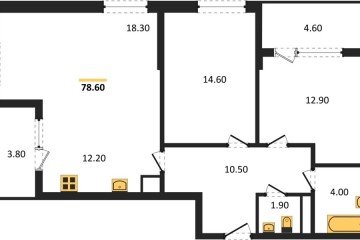Фото №1: 2-комнатная квартира 82 м², 9/18 эт. - Краснодар, мкр. ЖК Первое Место,