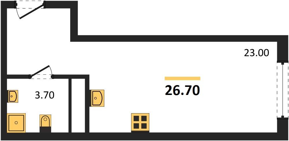 Фото №1: Студия 26&nbsp;м², 12/18&nbsp;эт. - Краснодар, Карасунский внутригородской округ, мкр. ЖК Первое Место
