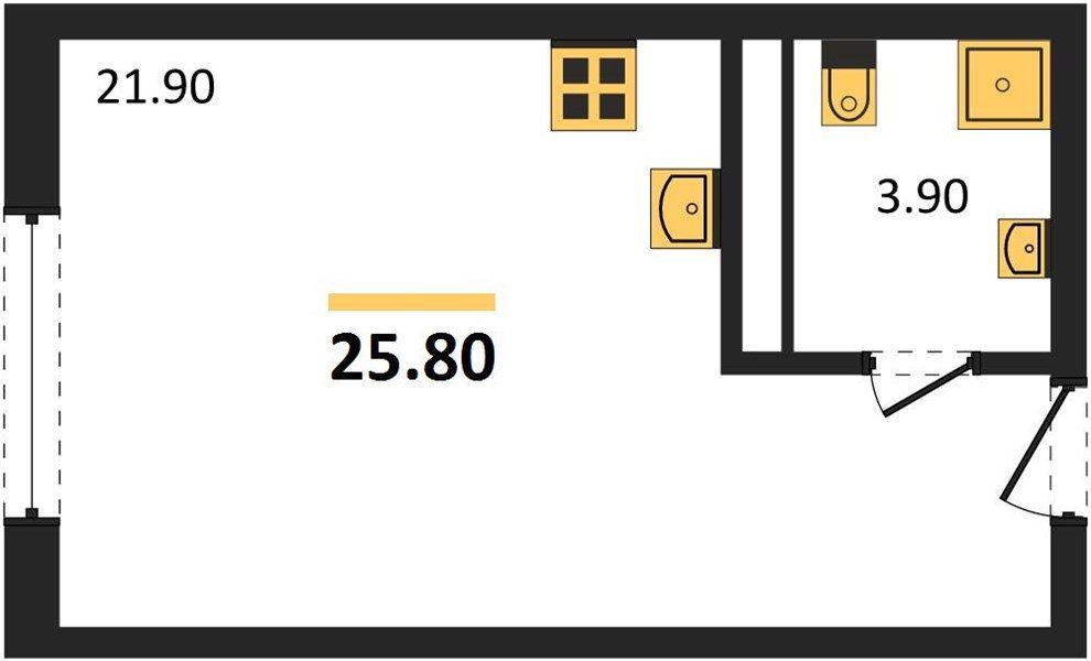 Фото №1: Студия 25&nbsp;м², 5/18&nbsp;эт. - Краснодар, Карасунский внутригородской округ, мкр. ЖК Первое Место