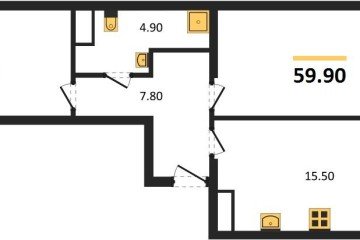 Фото №1: 2-комнатная квартира 61 м², 5/18 эт. - Краснодар, мкр. ЖК Первое Место,