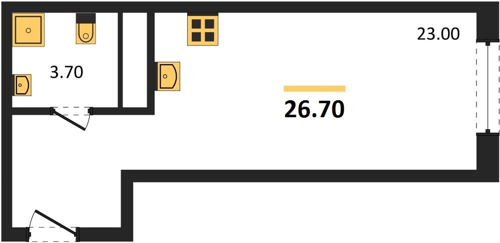 Фото №1: Студия 26&nbsp;м², 9/18&nbsp;эт. - Краснодар, Карасунский внутригородской округ, мкр. ЖК Первое Место