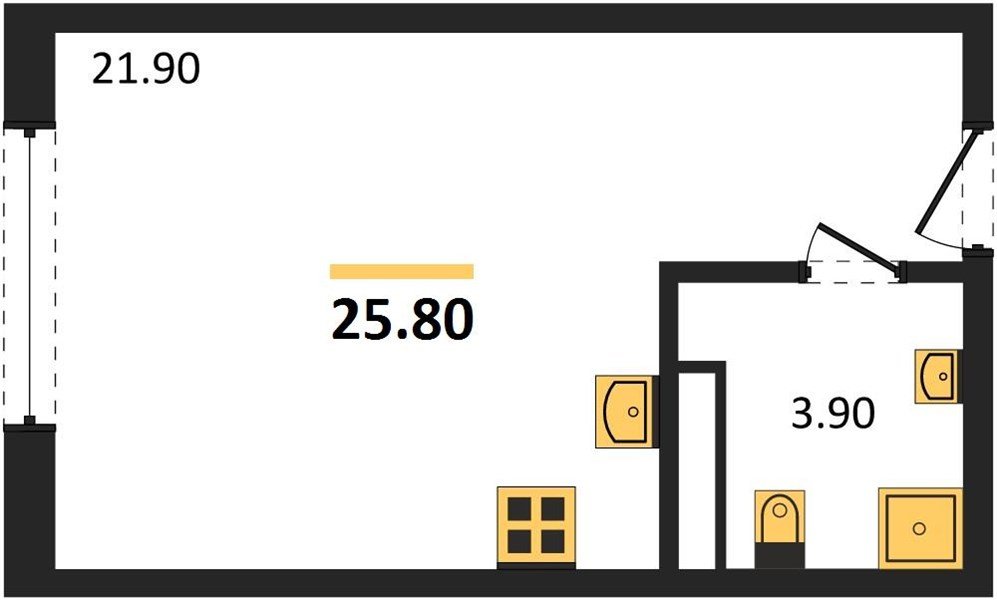 Фото №1: Студия 25&nbsp;м², 9/18&nbsp;эт. - Краснодар, Карасунский внутригородской округ, мкр. ЖК Первое Место