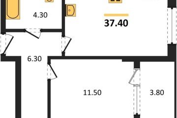 Фото №1: 1-комнатная квартира 39 м², 2/18 эт. - Краснодар, мкр. ЖК Первое Место,