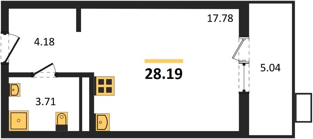 Фото №1: Студия 28&nbsp;м², 5/8&nbsp;эт. - Северская, мкр. ЖК Цветной Бульвар