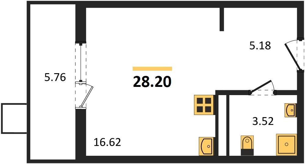 Фото №1: Студия 28&nbsp;м², 5/8&nbsp;эт. - Северская, мкр. ЖК Цветной Бульвар