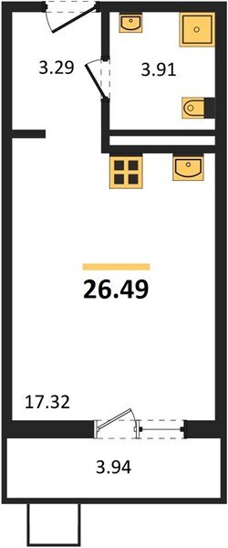 Фото №1: Студия 26&nbsp;м², 8/8&nbsp;эт. - Северская, мкр. ЖК Цветной Бульвар