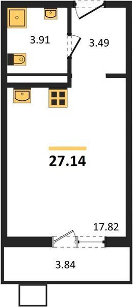 Фото №1: Студия 27&nbsp;м², 4/8&nbsp;эт. - Северская, мкр. ЖК Цветной Бульвар
