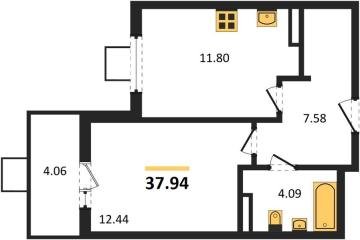 Фото №1: 1-комнатная квартира 38 м², 7/8 эт. - Северская, мкр. ЖК Цветной Бульвар,