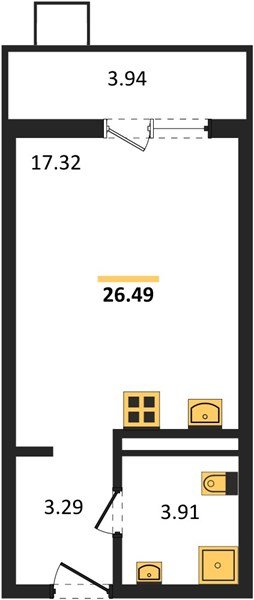 Фото №1: Студия 26&nbsp;м², 8/8&nbsp;эт. - Северская, мкр. ЖК Цветной Бульвар