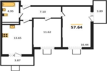 Фото №1: 2-комнатная квартира 58 м², 8/8 эт. - Северская, мкр. ЖК Цветной Бульвар,