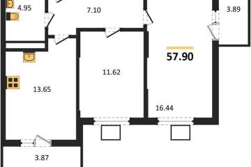 Фото №1: 2-комнатная квартира 57 м², 3/8 эт. - Северская, мкр. ЖК Цветной Бульвар,