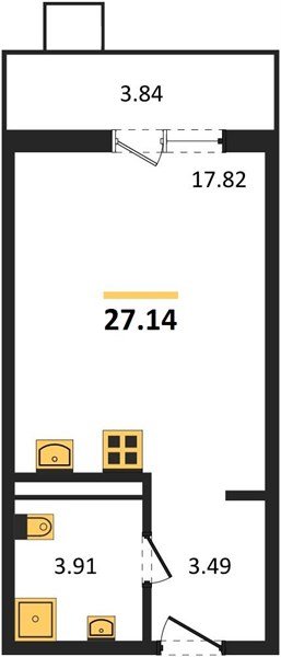 Фото №1: Студия 27&nbsp;м², 2/8&nbsp;эт. - Северская, мкр. ЖК Цветной Бульвар