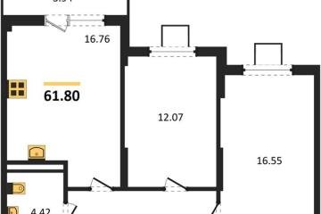 Фото №1: 2-комнатная квартира 61 м², 2/8 эт. - Северская, мкр. ЖК Цветной Бульвар,