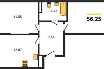 Фото №1: 2-комнатная квартира 56 м², 3/8 эт. - Северская, мкр. ЖК Цветной Бульвар,