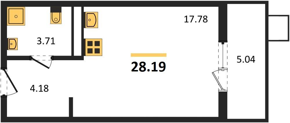Фото №1: Студия 28&nbsp;м², 3/8&nbsp;эт. - Северская, мкр. ЖК Цветной Бульвар
