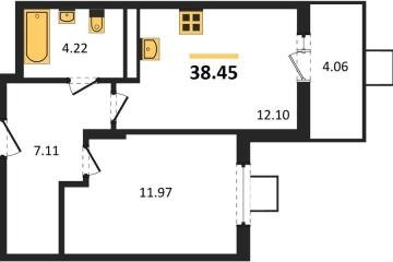 Фото №1: 1-комнатная квартира 38 м², 5/8 эт. - Северская, мкр. ЖК Цветной Бульвар,