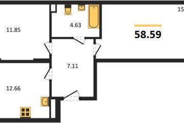 Фото №1: 2-комнатная квартира 59 м², 1/8 эт. - Северская, мкр. ЖК Цветной Бульвар,