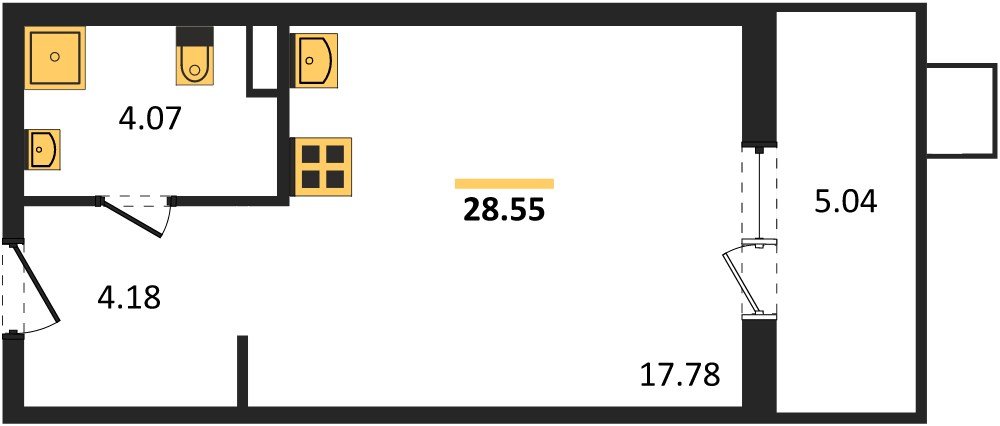 Фото №1: Студия 28&nbsp;м², 1/8&nbsp;эт. - Северская, мкр. ЖК Цветной Бульвар