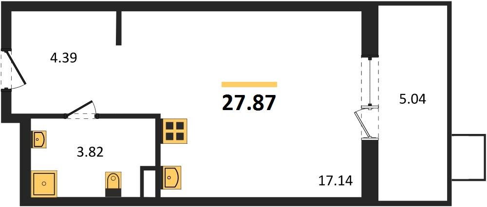 Фото №1: Студия 28&nbsp;м², 1/8&nbsp;эт. - Северская, мкр. ЖК Цветной Бульвар