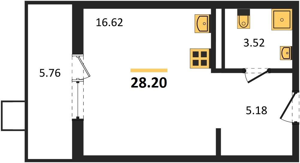 Фото №1: Студия 28&nbsp;м², 7/8&nbsp;эт. - Северская, мкр. ЖК Цветной Бульвар