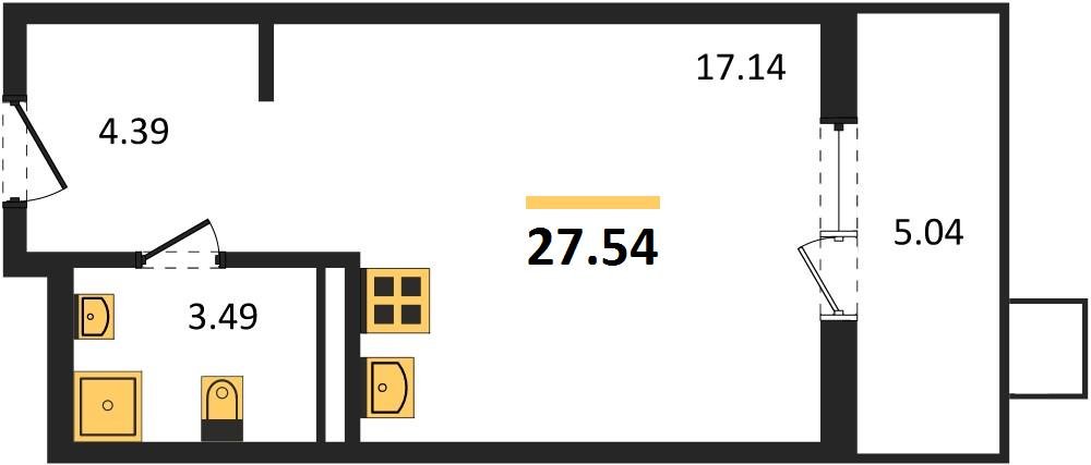 Фото №1: Студия 27&nbsp;м², 6/8&nbsp;эт. - Северская, мкр. ЖК Цветной Бульвар