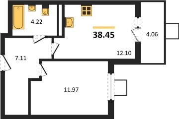 Фото №1: 1-комнатная квартира 38 м², 7/8 эт. - Северская, мкр. ЖК Цветной Бульвар,