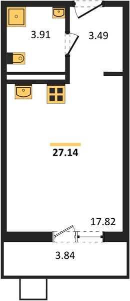 Фото №1: Студия 27&nbsp;м², 3/8&nbsp;эт. - Северская, мкр. ЖК Цветной Бульвар
