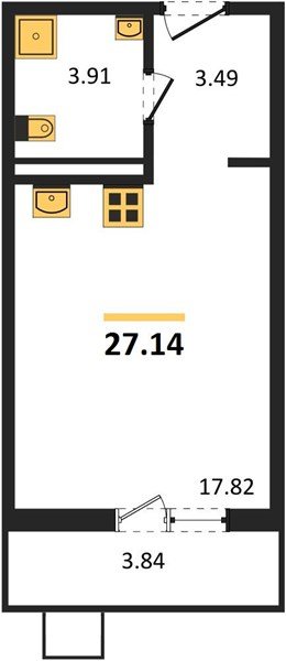 Фото №1: Студия 27&nbsp;м², 4/8&nbsp;эт. - Северская, мкр. ЖК Цветной Бульвар