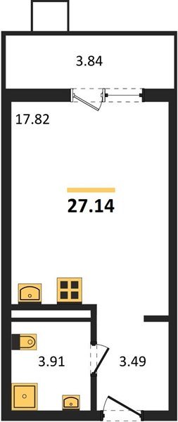 Фото №1: Студия 27&nbsp;м², 2/8&nbsp;эт. - Северская, мкр. ЖК Цветной Бульвар