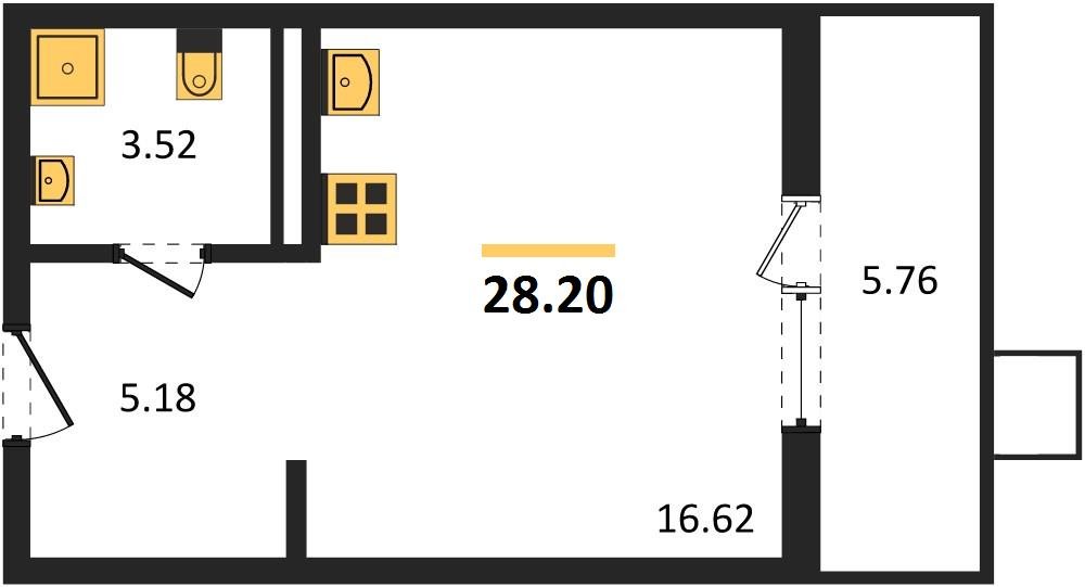 Фото №1: Студия 28&nbsp;м², 3/8&nbsp;эт. - Северская, мкр. ЖК Цветной Бульвар