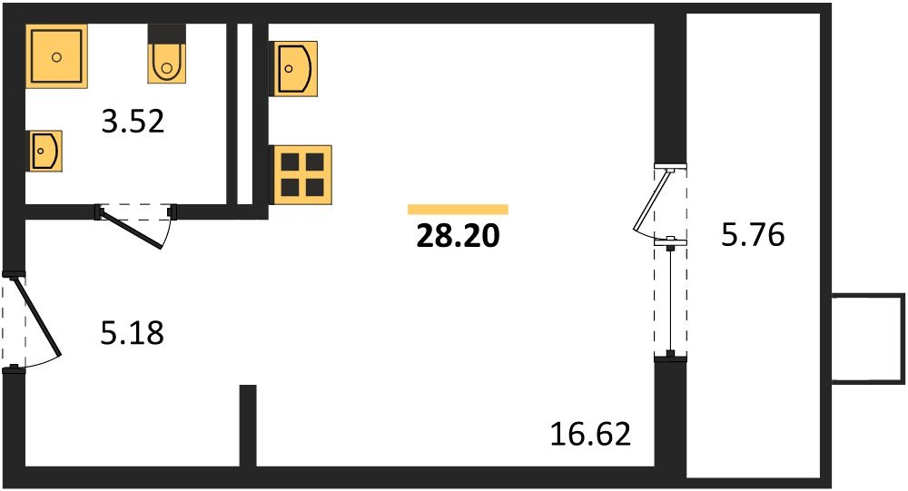 Фото №1: Студия 28&nbsp;м², 5/8&nbsp;эт. - Северская, мкр. ЖК Цветной Бульвар