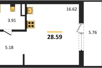 Фото №1: Студия 28 м², 1/8 эт. - Северская, мкр. ЖК Цветной Бульвар,