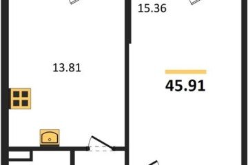 Фото №1: 1-комнатная квартира 45 м², 1/8 эт. - Северская, мкр. ЖК Цветной Бульвар,