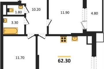 Фото №1: 2-комнатная квартира 62 м², 9/9 эт. - Краснодар, мкр. Парк Победы,