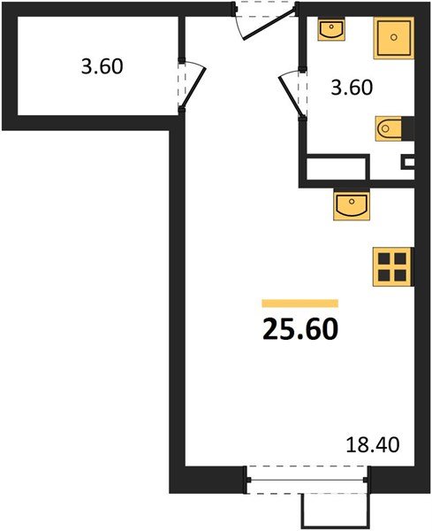 Фото №1: Студия 25&nbsp;м², 4/9&nbsp;эт. - Краснодар, Прикубанский внутригородской округ, мкр. Парк Победы