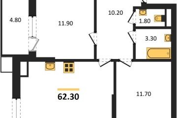 Фото №1: 2-комнатная квартира 62 м², 6/9 эт. - Краснодар, мкр. Парк Победы,