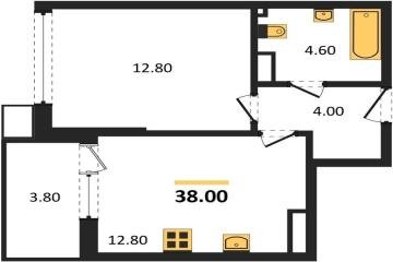 Фото №1: 1-комнатная квартира 38 м², 13/18 эт. - Краснодар, мкр. Парк Победы,