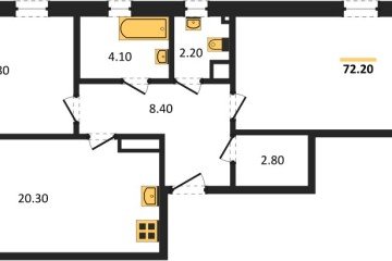Фото №1: 2-комнатная квартира 72 м², 13/18 эт. - Краснодар, мкр. Парк Победы,