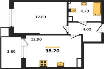 Фото №1: 1-комнатная квартира 38 м², 6/18 эт. - Краснодар, мкр. Парк Победы,