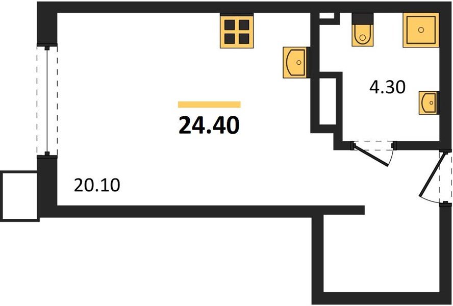 Фото №1: Студия 24&nbsp;м², 3/18&nbsp;эт. - Краснодар, Прикубанский внутригородской округ, мкр. Парк Победы