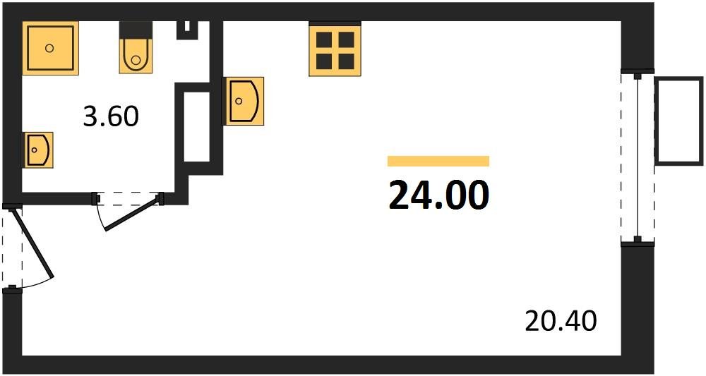 Фото №1: Студия 24&nbsp;м², 7/18&nbsp;эт. - Краснодар, Прикубанский внутригородской округ, мкр. Парк Победы
