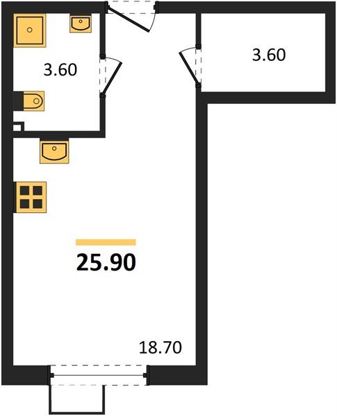 Фото №1: Студия 25&nbsp;м², 2/9&nbsp;эт. - Краснодар, Прикубанский внутригородской округ, мкр. Парк Победы