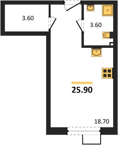 Фото №1: Студия 25&nbsp;м², 2/9&nbsp;эт. - Краснодар, Прикубанский внутригородской округ, мкр. Парк Победы