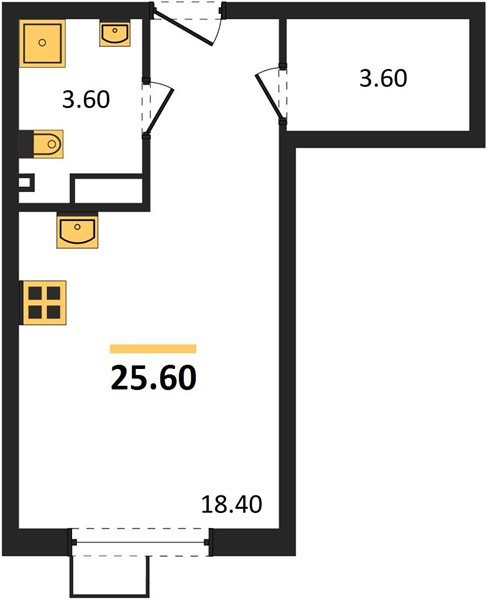 Фото №1: Студия 25&nbsp;м², 6/9&nbsp;эт. - Краснодар, Прикубанский внутригородской округ, мкр. Парк Победы