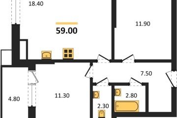 Фото №1: 2-комнатная квартира 59 м², 16/18 эт. - Краснодар, мкр. Парк Победы,