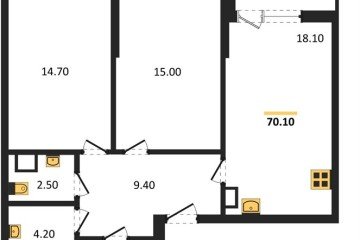 Фото №1: 2-комнатная квартира 70 м², 4/18 эт. - Краснодар, мкр. Парк Победы,