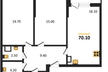 Фото №1: 2-комнатная квартира 70 м², 5/18 эт. - Краснодар, мкр. Парк Победы,